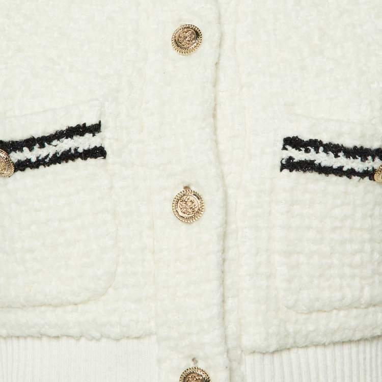 Pre Owned Maje Off White Tweed Contrasting Jacket S