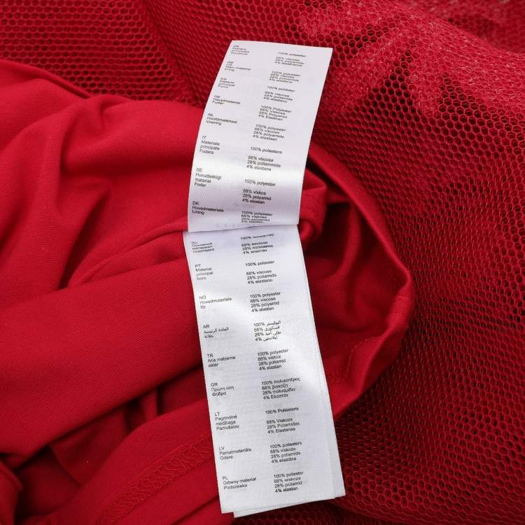 Pre Owned Maje Red Mesh Embroidered Mini Dress L