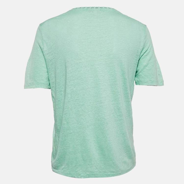 Pre Owned Maje Green Linen Knit Crochet Detail Top L