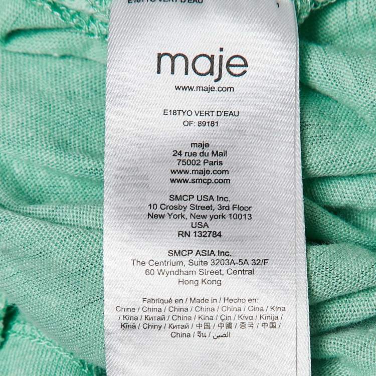 Pre Owned Maje Green Linen Knit Crochet Detail Top L
