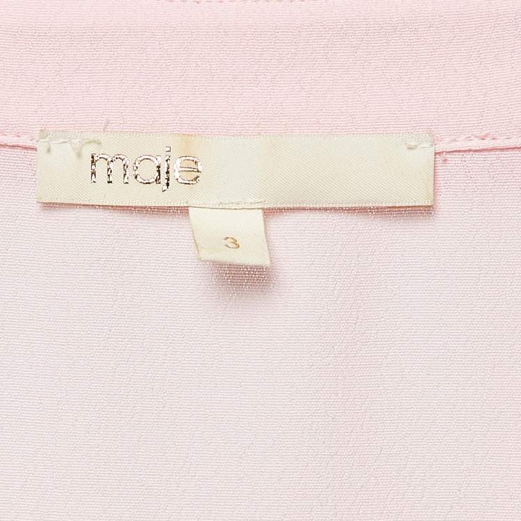 Pre Owned Maje Pink Crepe Tie-Up Neck Top L