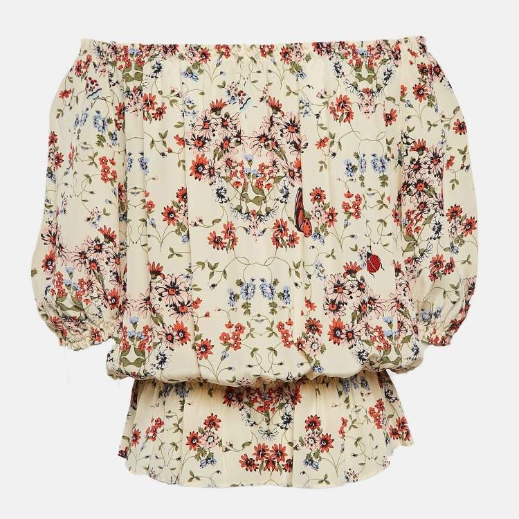 Pre Owned Maje Cream Printed Silk Top M