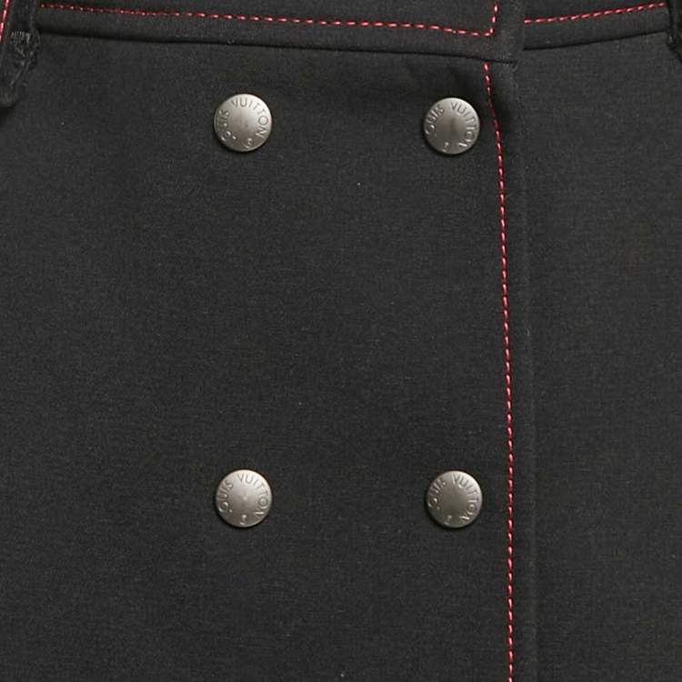 Pre Owned Louis Vuitton Black Crepe Buttoned Mini Skirt M 