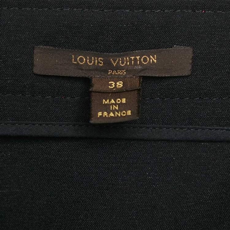 Pre Owned Louis Vuitton Black Crepe Buttoned Mini Skirt M 