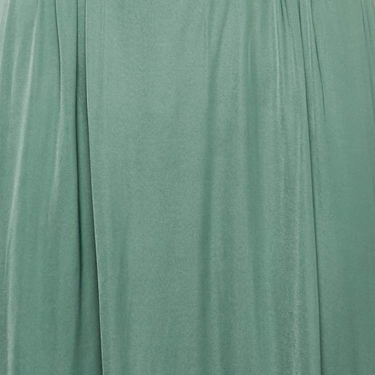 Pre Owned Maje Green Crepe Cut-Out V-Neck Midi Dress XS