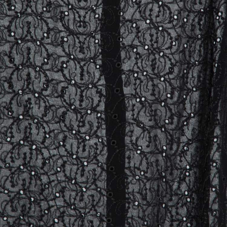 Pre Owned Maje Black Embroidered Crepe Top M