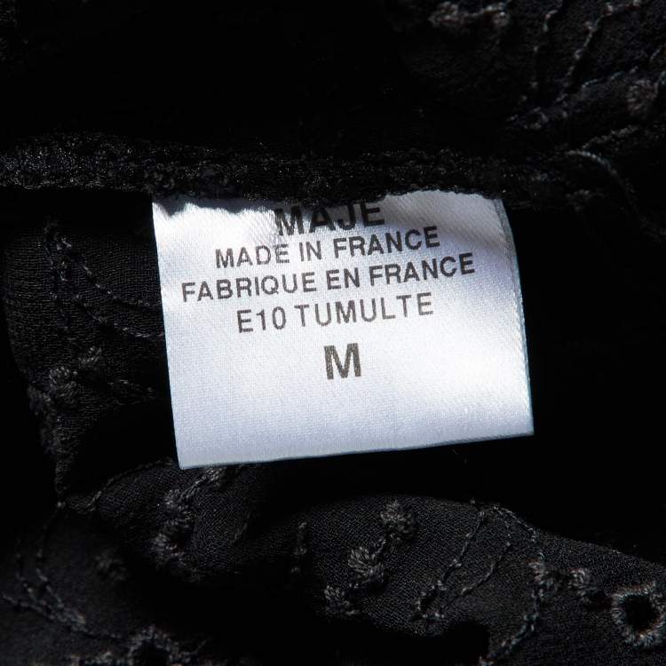 Pre Owned Maje Black Embroidered Crepe Top M