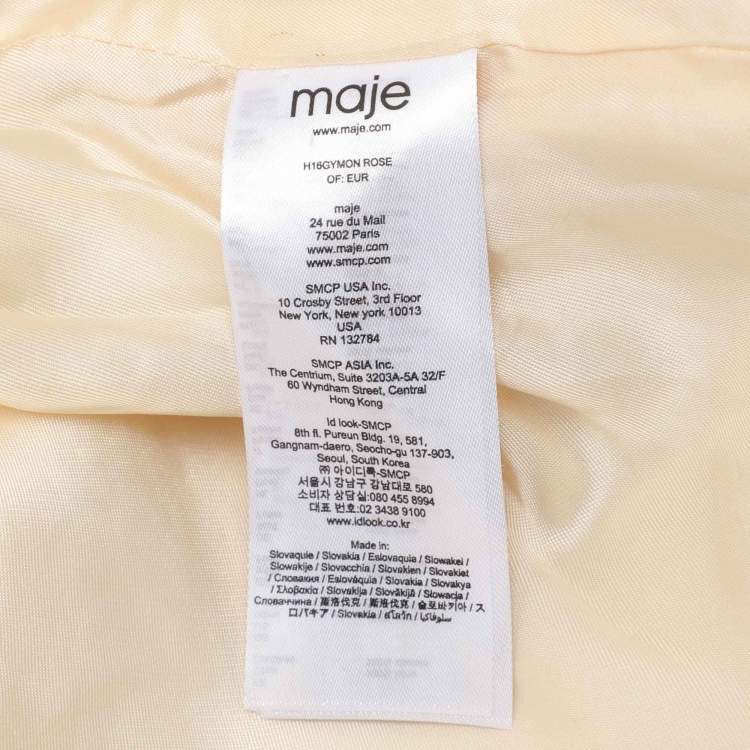 Pre Owned Maje Pink Wool Button Front Coat M
