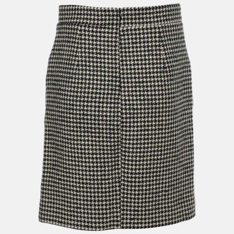 Pre Owned Maje White/Black Wool Blend Button Detail Mini Skirt M