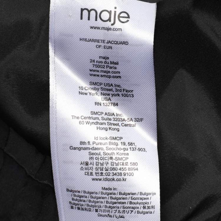 Pre Owned Maje White/Black Wool Blend Button Detail Mini Skirt M