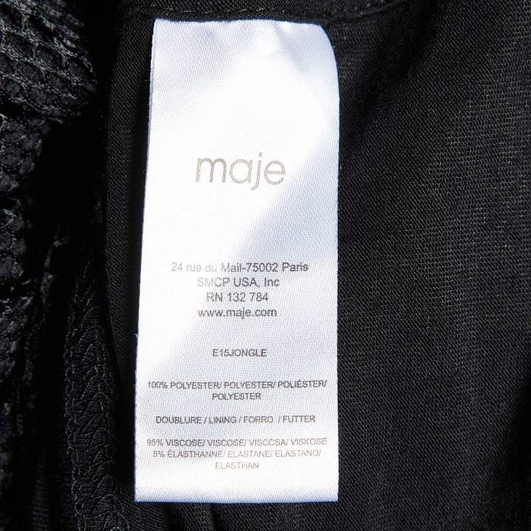 Pre Owned Maje Black Striped Mesh Jongle Maxi Skirt M/Waist 29"