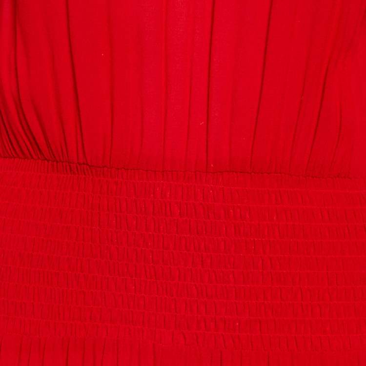 Pre Owned Maje Rouge Crepe & Lace Ritema Midi Dress M