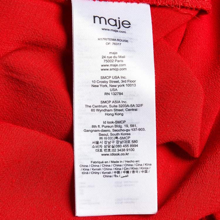 Pre Owned Maje Rouge Crepe & Lace Ritema Midi Dress M