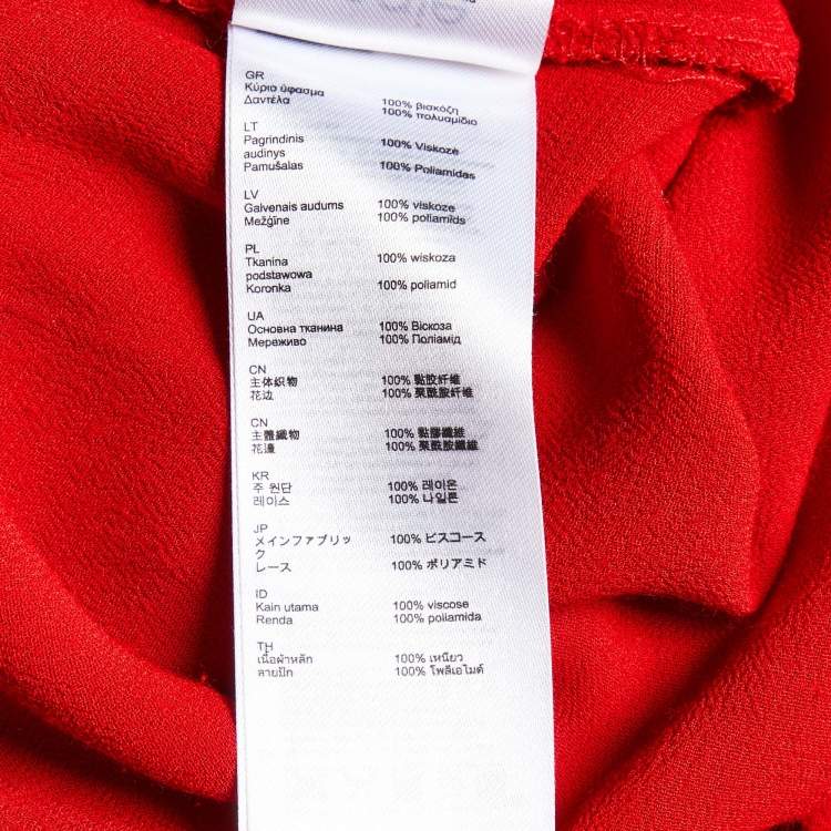 Pre Owned Maje Rouge Crepe & Lace Ritema Midi Dress M