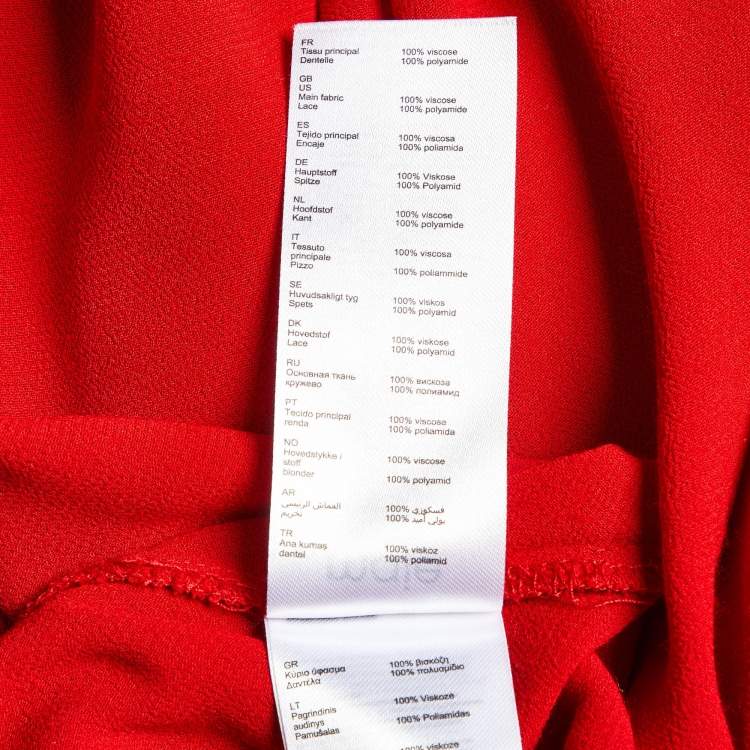Pre Owned Maje Rouge Crepe & Lace Ritema Midi Dress M