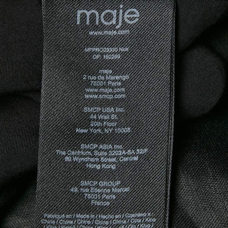 Pre Owned Maje Black Studded Linen Cut-Out Detail Mini Riclint Dress M