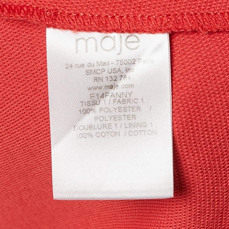 Pre Owned Maje Red Crepe Ruffled Neck Mini Dress S