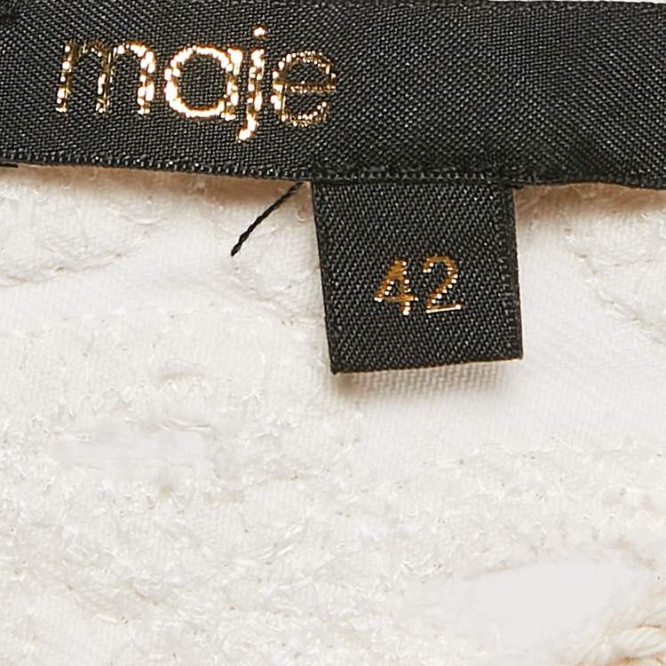 Pre Owned Maje White Embroidered Gabardine Cotton Cut-Out Detail Mini Dress XL