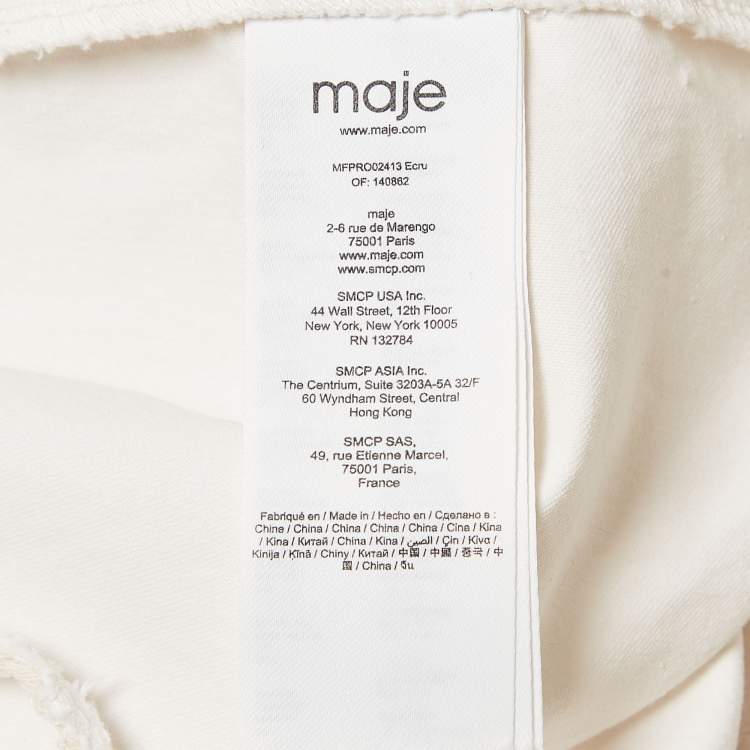 Pre Owned Maje White Embroidered Gabardine Cotton Cut-Out Detail Mini Dress XL