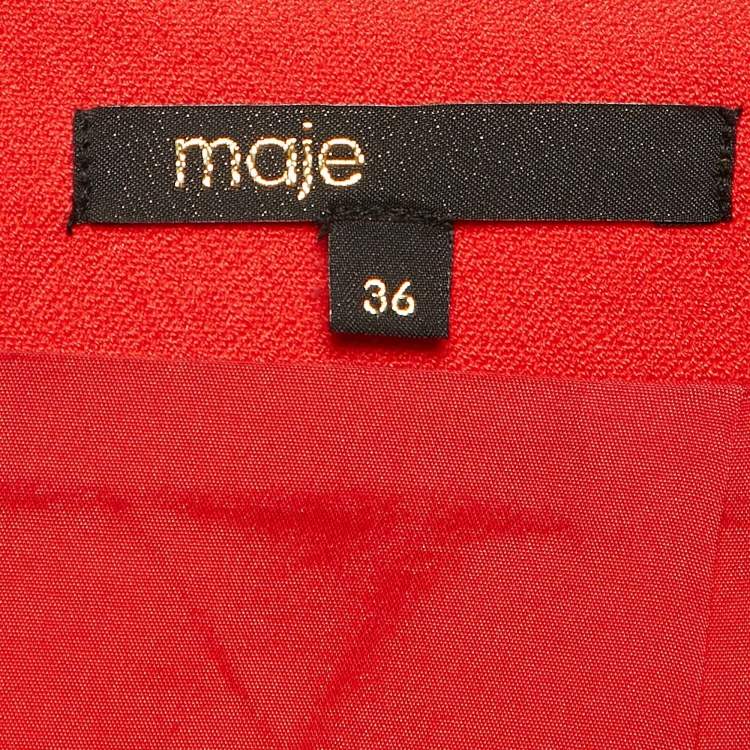 Pre Owned Maje Red Crepe Pleated Mini Skirt S