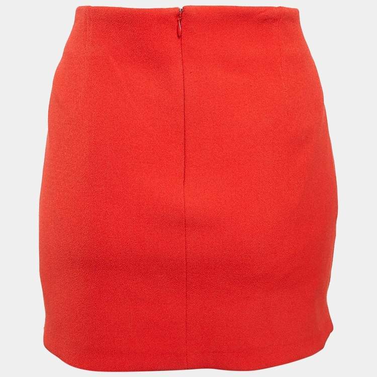 Pre Owned Maje Red Crepe Pleated Mini Skirt S