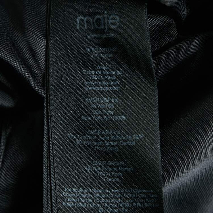 Pre Owned Maje Black Tweed Button Front Contrast Trimmed  Jacket XS