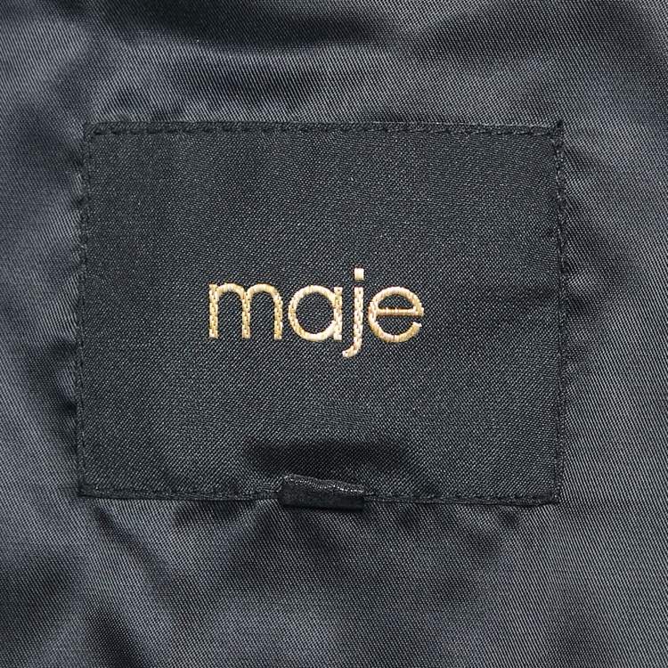Pre Owned Maje Black Tweed Button Front Contrast Trimmed  Jacket XS
