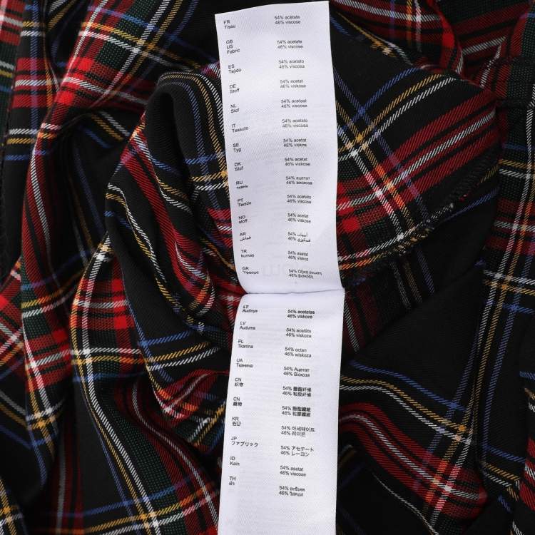 Pre Owned Maje Multicolor Check Fabric Draped Plaid Dress M