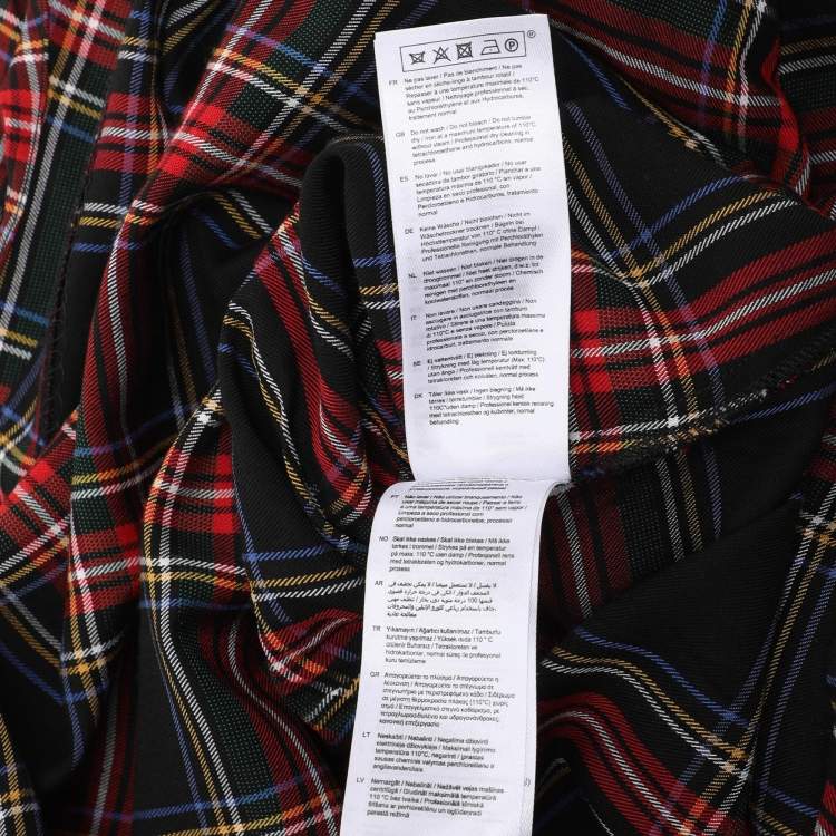Pre Owned Maje Multicolor Check Fabric Draped Plaid Dress M