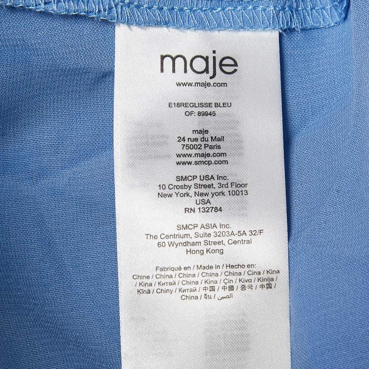 مملوكة مسبقًا Maje Blue Lace Ruffled Cold Shoulder Reglisse Dress L