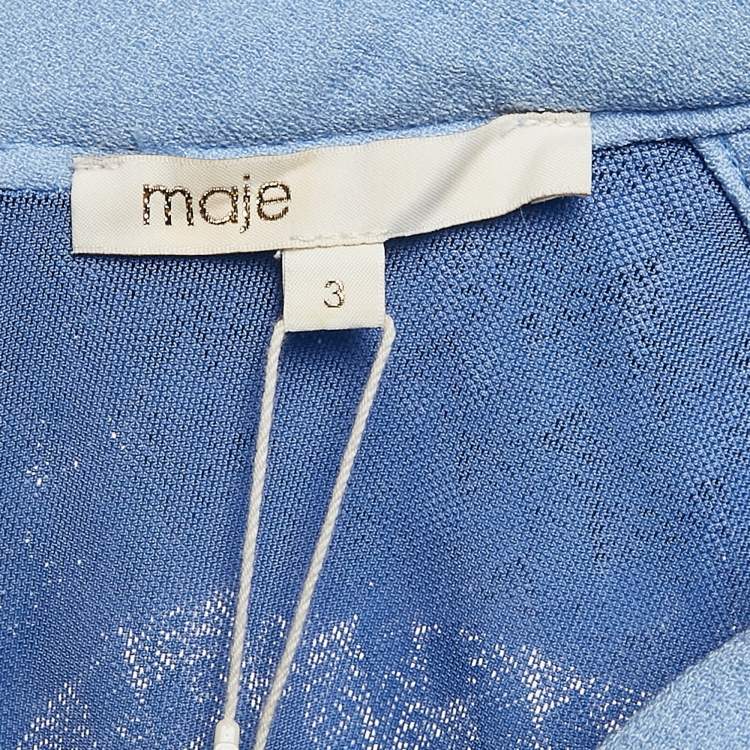 مملوكة مسبقًا Maje Blue Lace Ruffled Cold Shoulder Reglisse Dress L