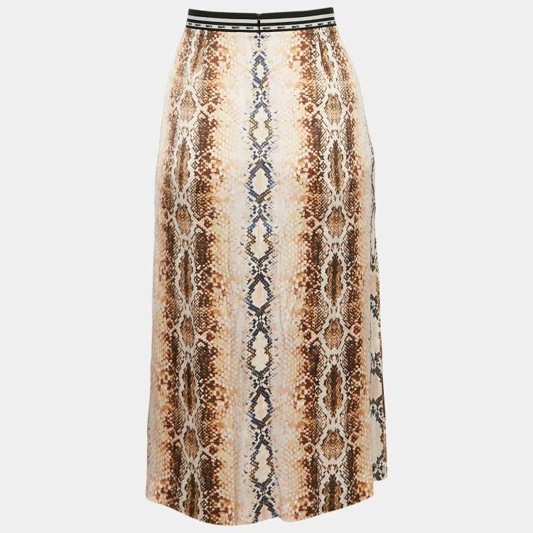 Pre Owned Maje Multicolor Snake Print Crepe Midi Skirt M