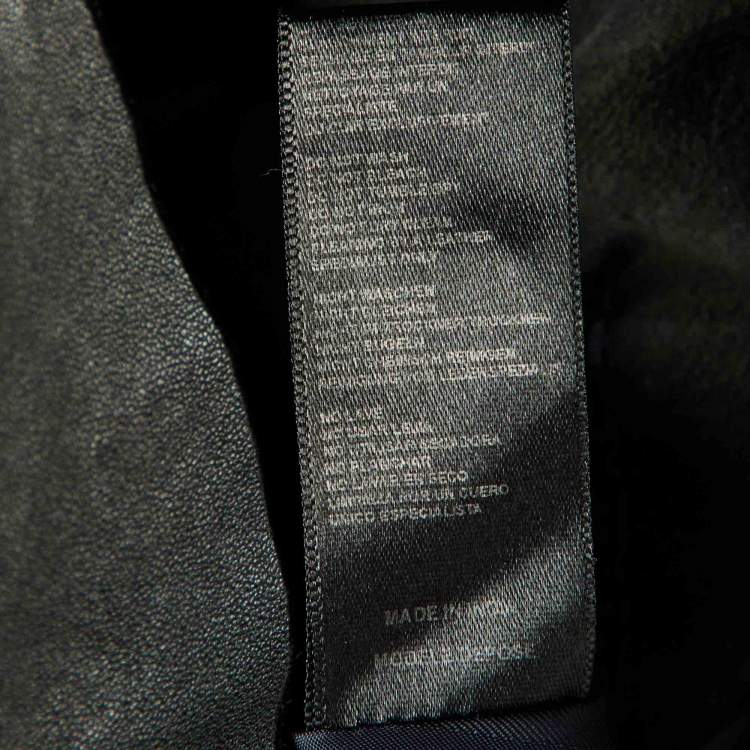 Pre Owned Maje Black Leather Ruched Biker Jacket L