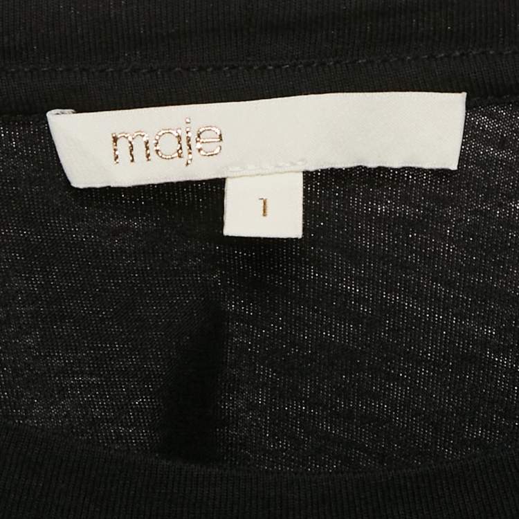 Pre Owned Maje Black Cotton Stud Detail Crew-Neck T-Shirt S