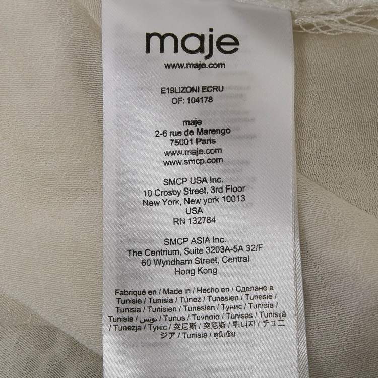 Pre Owned Maje White Lace Wrap-Up Top S