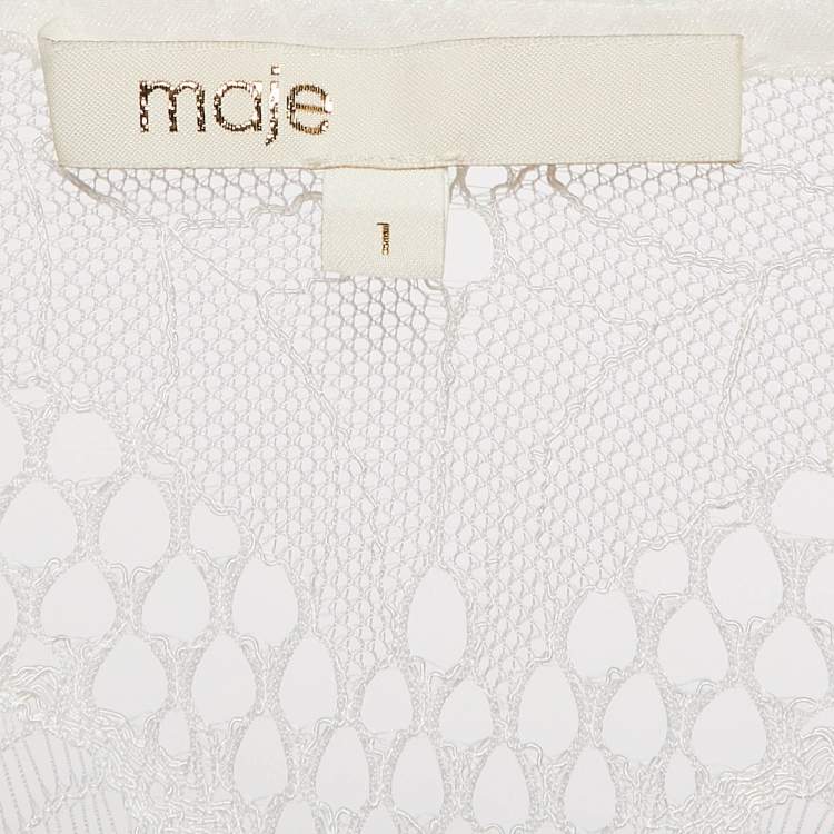 Pre Owned Maje White Lace Wrap-Up Top S