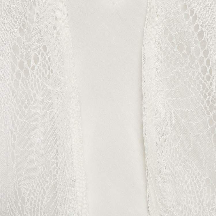 Pre Owned Maje White Lace Wrap-Up Top S