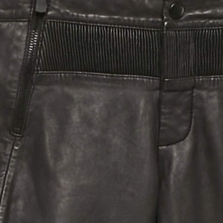 Pre Owned Maje Black Leather and Knit Trousers S