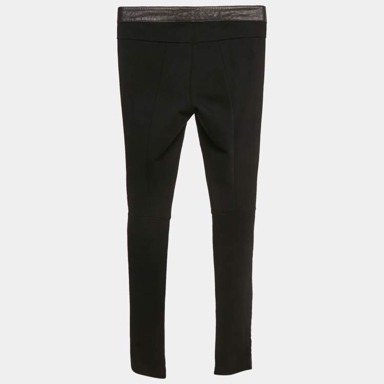 Pre Owned Maje Black Leather and Knit Trousers S