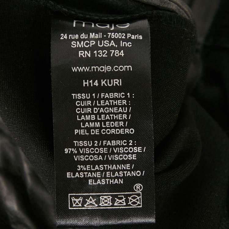 Pre Owned Maje Black Leather and Knit Trousers S