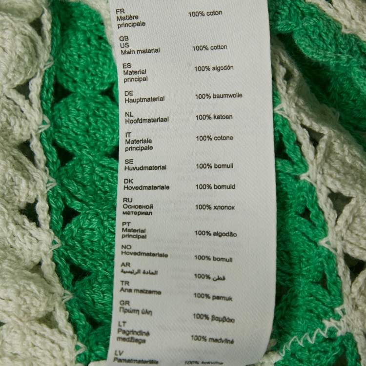 Pre Owned Maje Green/White Cotton Crochet Knit Top M