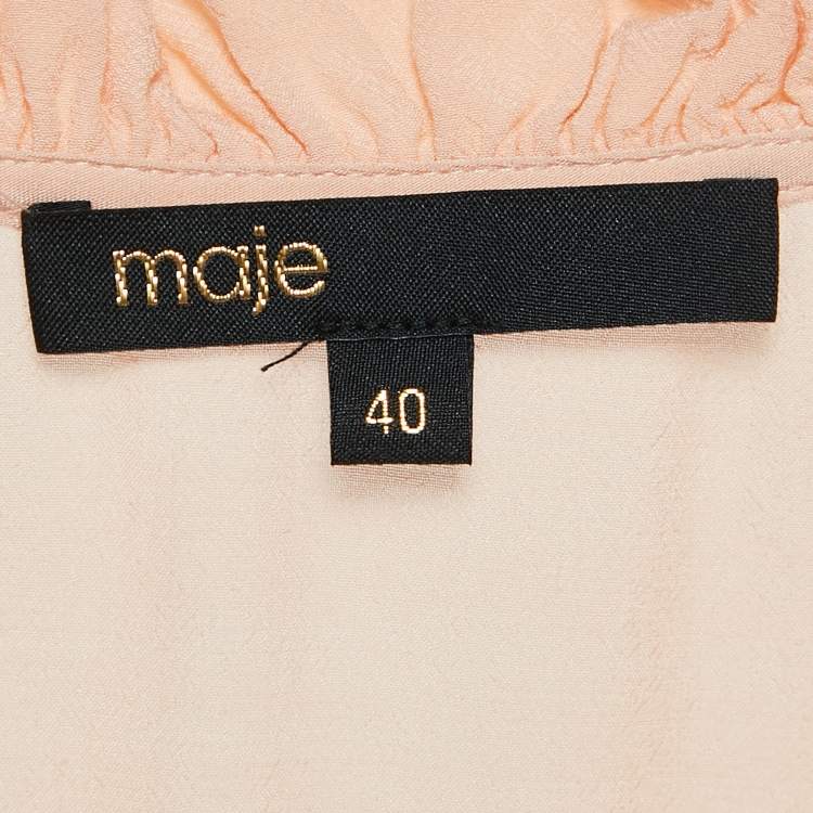 Pre Owned Maje Orange Crepe Ruffled Mini Dress L