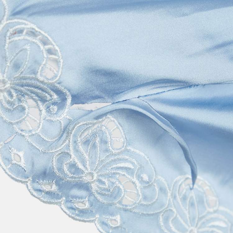 مملوكة مسبقًا Maje Blue Embroidered Satin Mini Dress L
