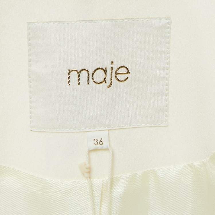 Pre Owned Maje Cream Crepe Lace Trimmed Blazer S