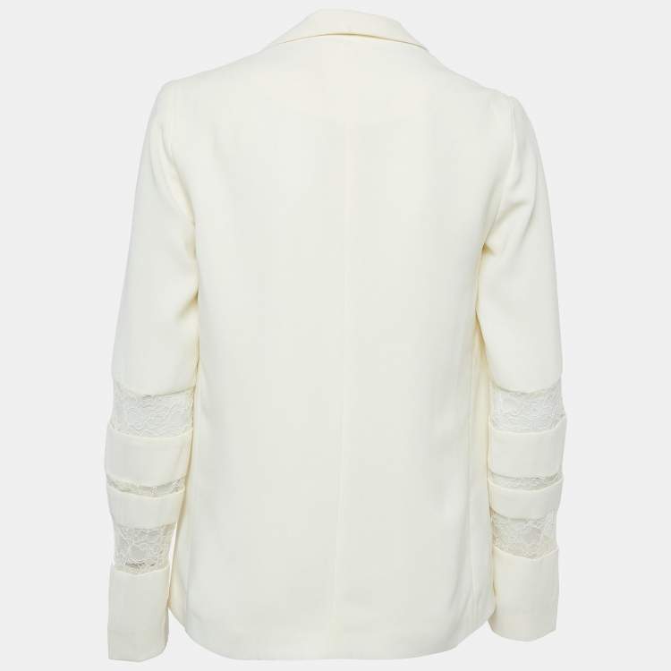 Pre Owned Maje Cream Crepe Lace Trimmed Blazer S