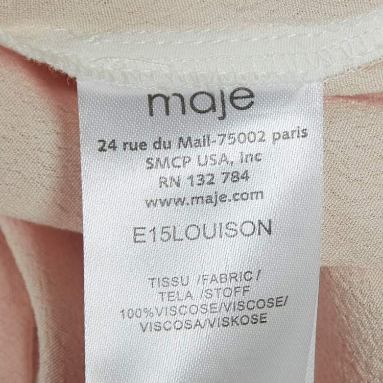 Pre Owned Maje Beige Crepe Sleeve Macrame Detail Top S
