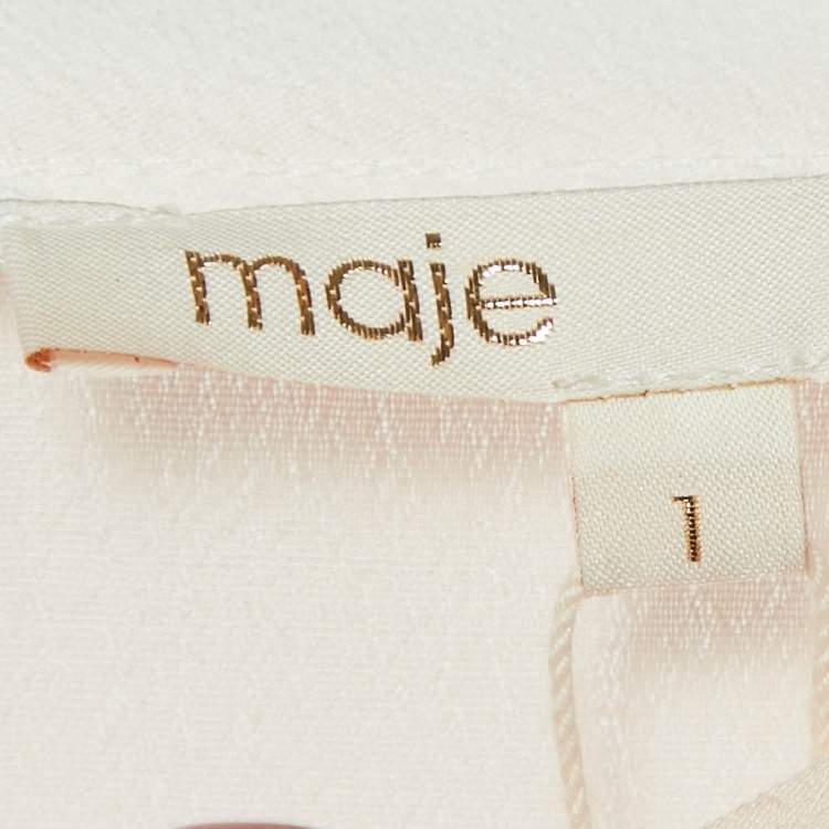 Pre Owned Maje Beige Crepe Sleeve Macrame Detail Top S