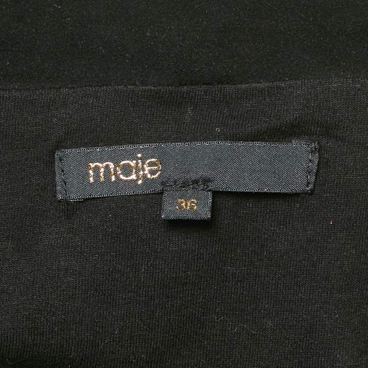 Pre Owned Maje Black Suede Stud Detail Mini Skirt M