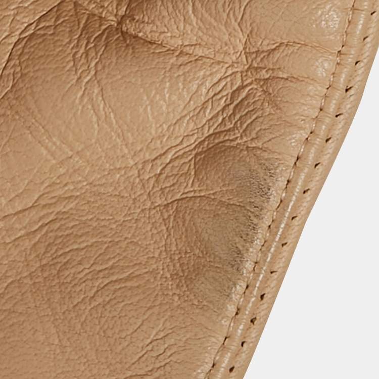 Pre Owned Maje Pink Nude Leather Zip-Up Biker Jacket M