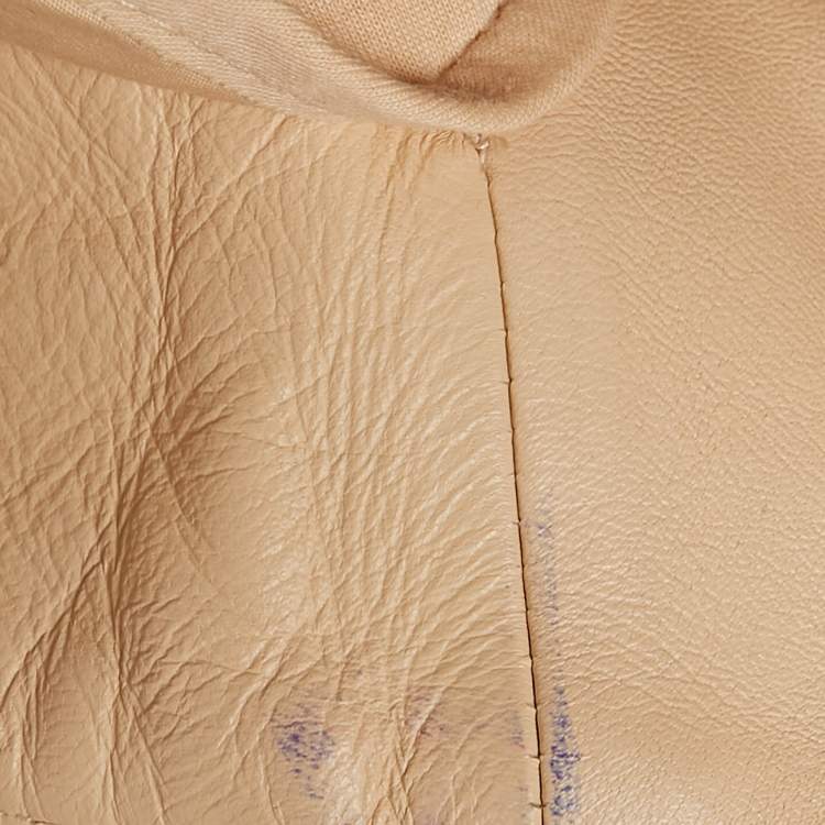 Pre Owned Maje Pink Nude Leather Zip-Up Biker Jacket M